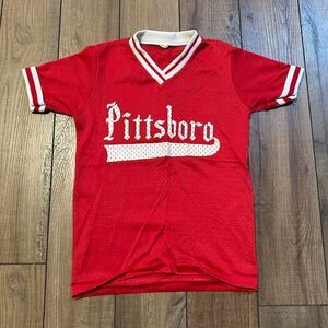 Vintage 80s retro pittsboro Indiana kids baseball‎ jersey red and white youth S